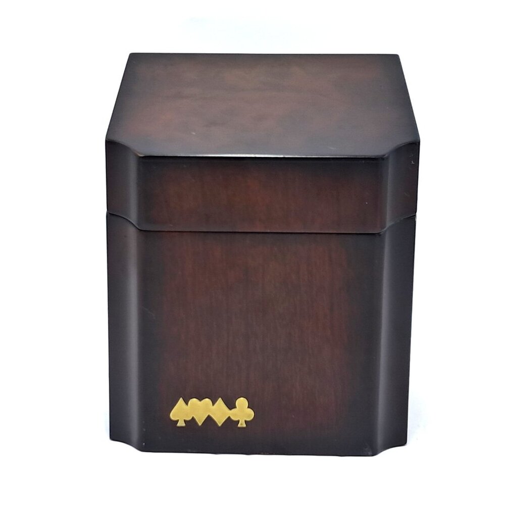 Solid Wood Playing Card Storage Box-Score Pad-Pencils-2 Decks of Cards-VTG